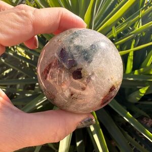 Large & Mysterious Garden quartz crystal Sphere 60mm